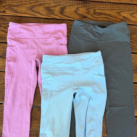 Athleta Kids Leggings in Pink, Light Blue & Olive - Picture 5 of 6